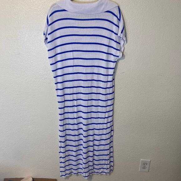 Saodimallsu White & Blue Striped Beach Bathing Suit Coverup Dress Size XXL NWT - Picture 2 of 5